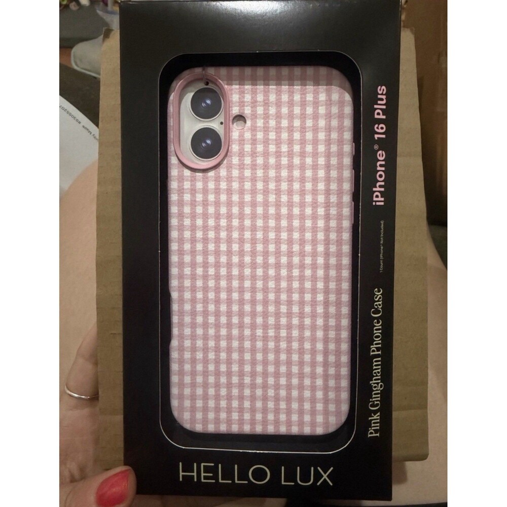 Hello Lux Gingham Phone Case iPhone 16 Plus Pink New in Box